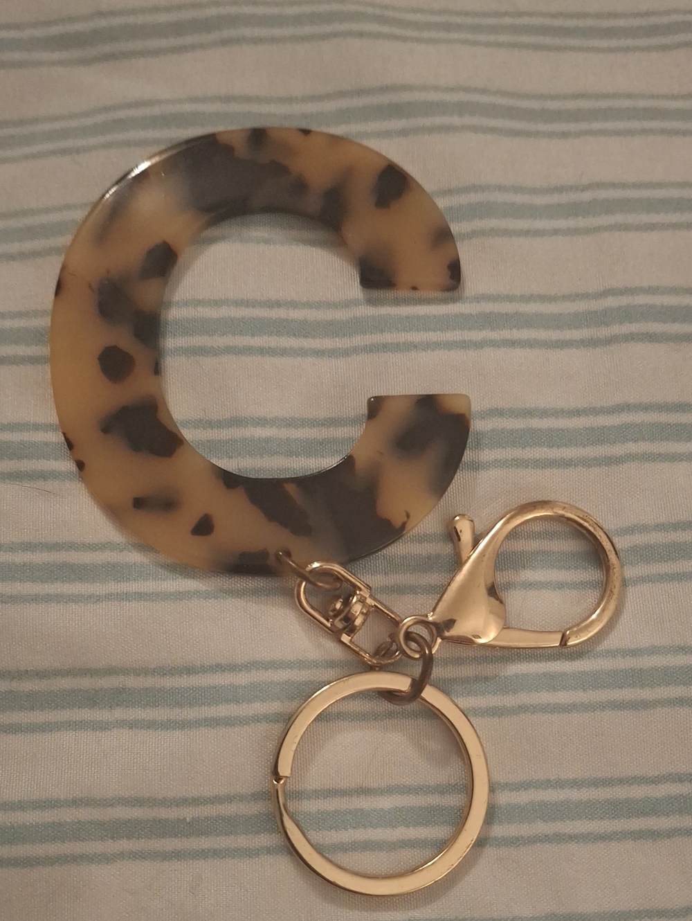 Hobby Lobby Tortoiseshell C Initial Keychain with Gold Hardware